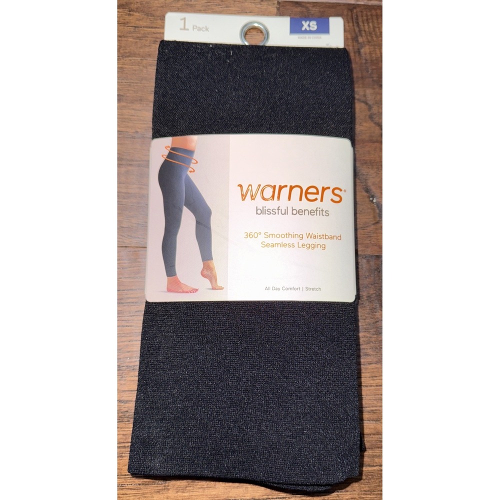 Womens Warners‎ XS Black 360 Degree Smoothing Waistband Seamless Legging